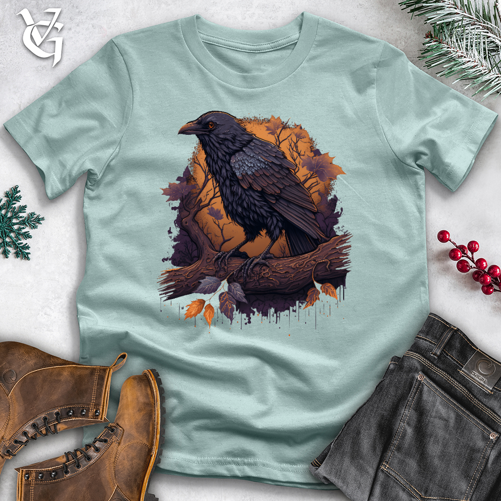 Viking Goods Autumnscape Raven Cotton Tee Dusty Blue / L