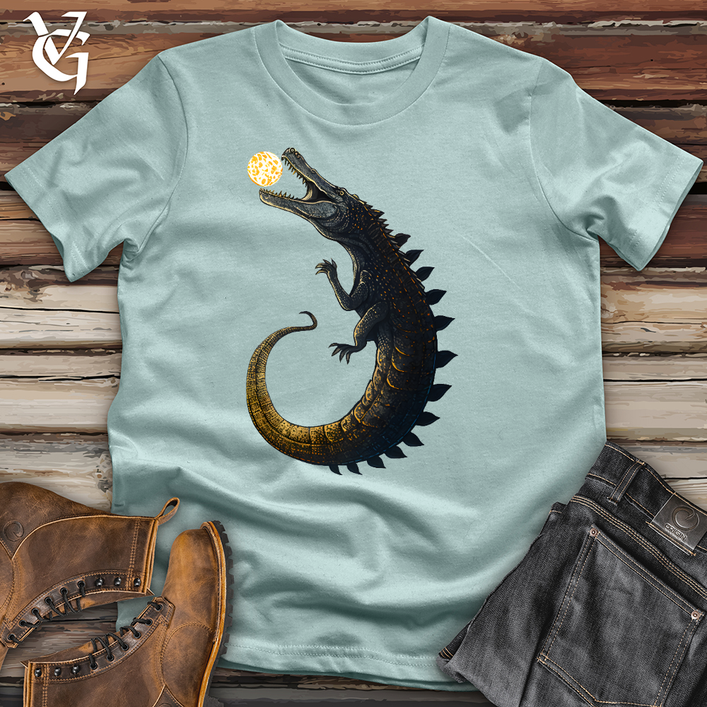 Viking Goods Moon Grabbing Crocodile Cotton Tee Dusty Blue / L