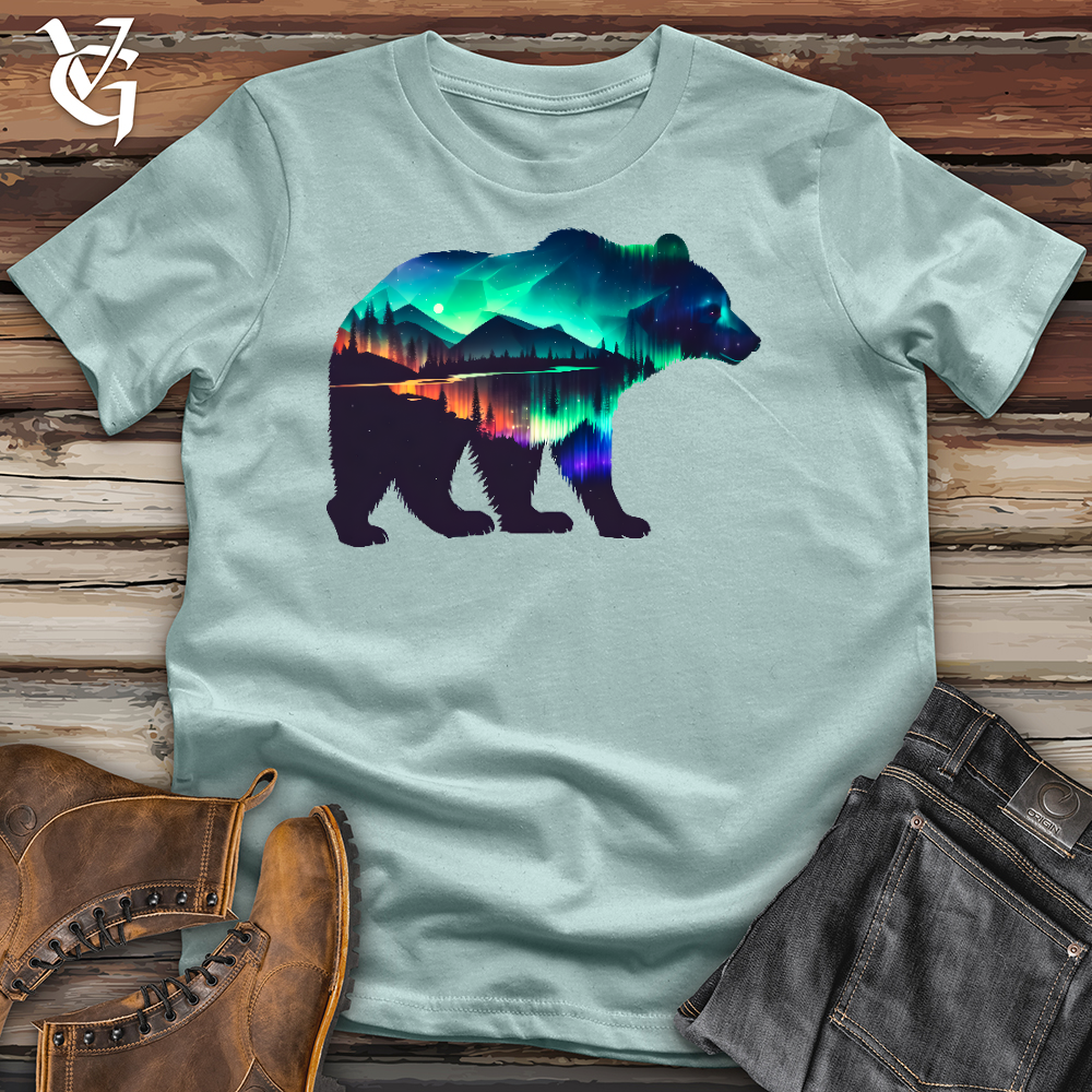 Viking Goods Northern Lights Bear Cotton Tee Dusty Blue / L