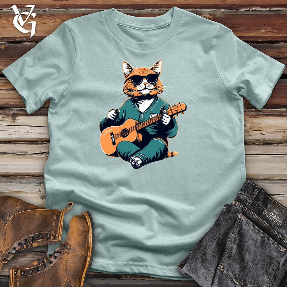 Viking Goods Ukulele Feline Groove Cotton Tee Dusty Blue / L