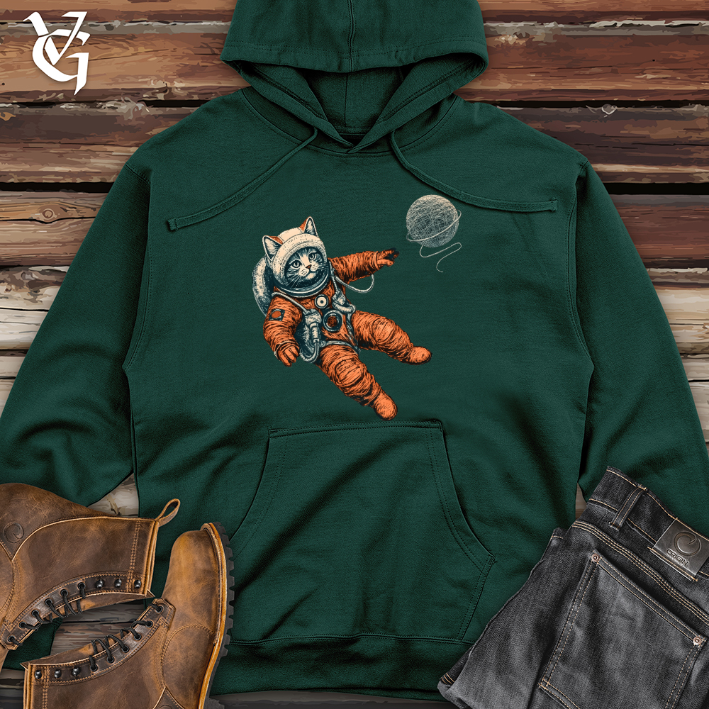 Viking Goods Astronaut Kitty Midweight Hooded Sweatshirt Forest Green / L