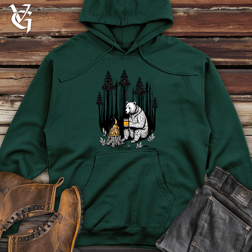 Viking Goods Bear Happy Hour Midweight Hooded Sweatshirt Forest Green / L