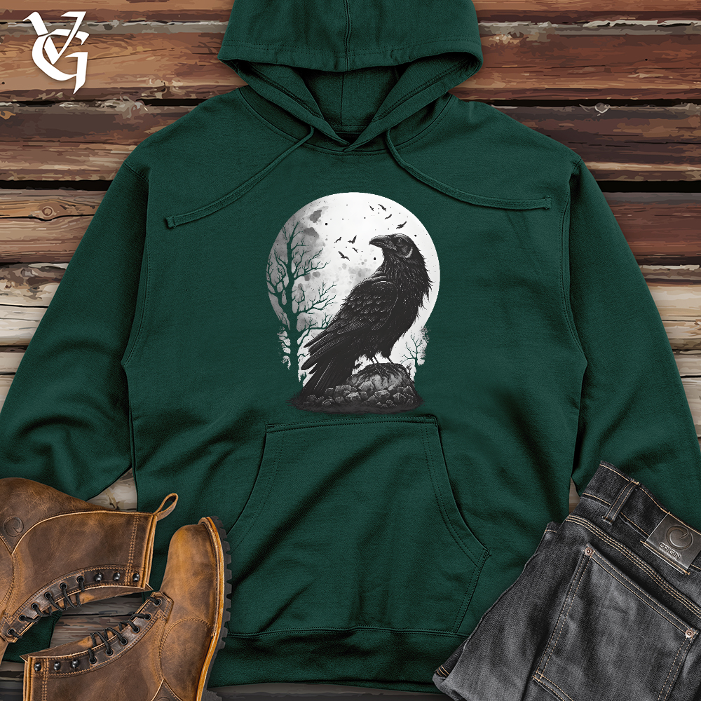 Viking Goods Midnight Raven Perch Midweight Hooded Sweatshirt Forest Green / L