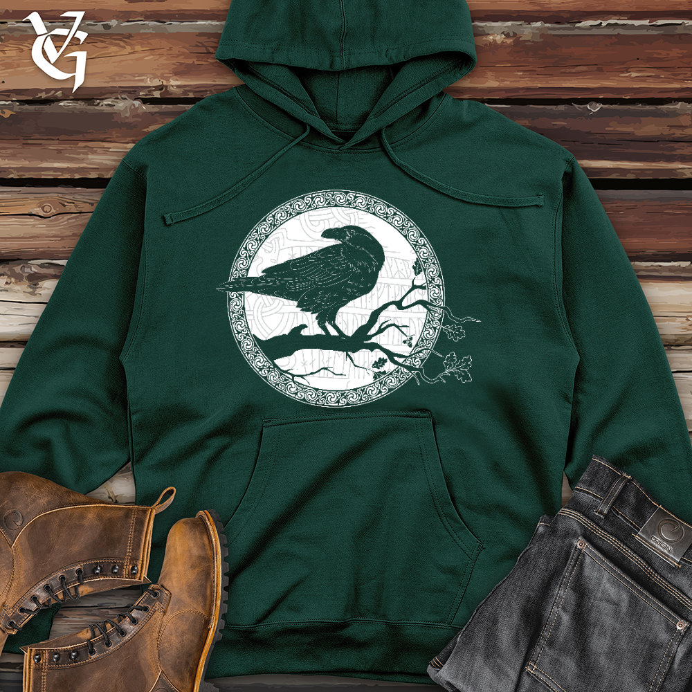 Viking Goods White Raven Winter Midweight Hooded Sweatshirt Forest Green / L