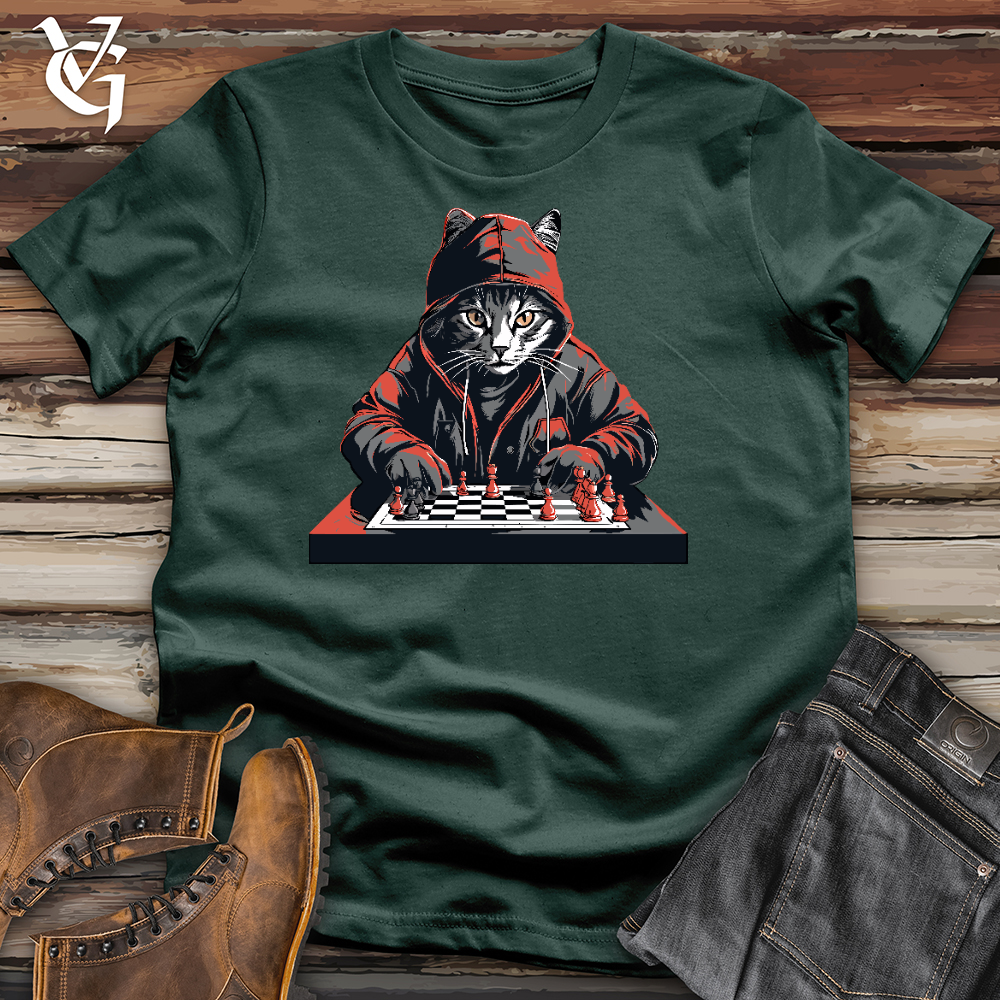 Viking Goods A Cat Playing Chess Cotton Tee Forest / L