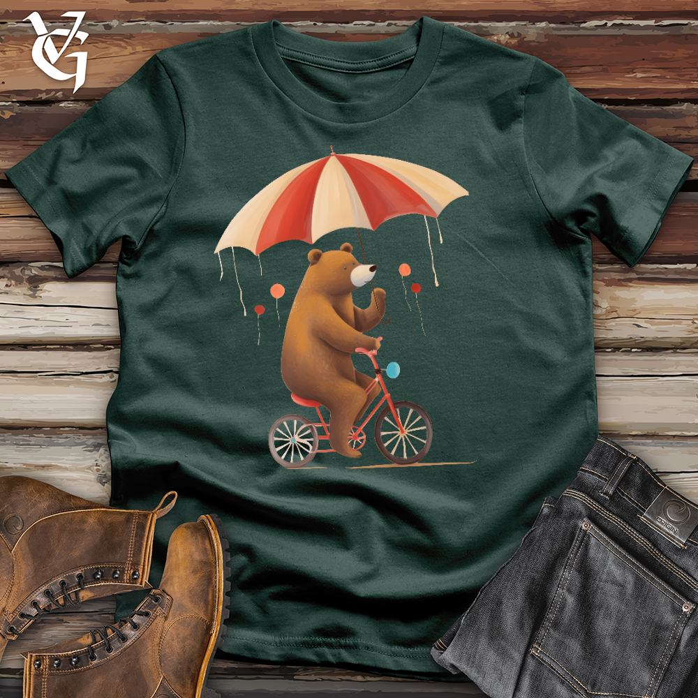 Viking Goods Bear Biking In The Rain Cotton Tee Forest / L