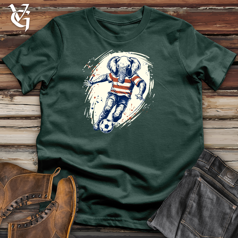 Viking Goods Elephant Playing Football Cotton Tee Forest / L