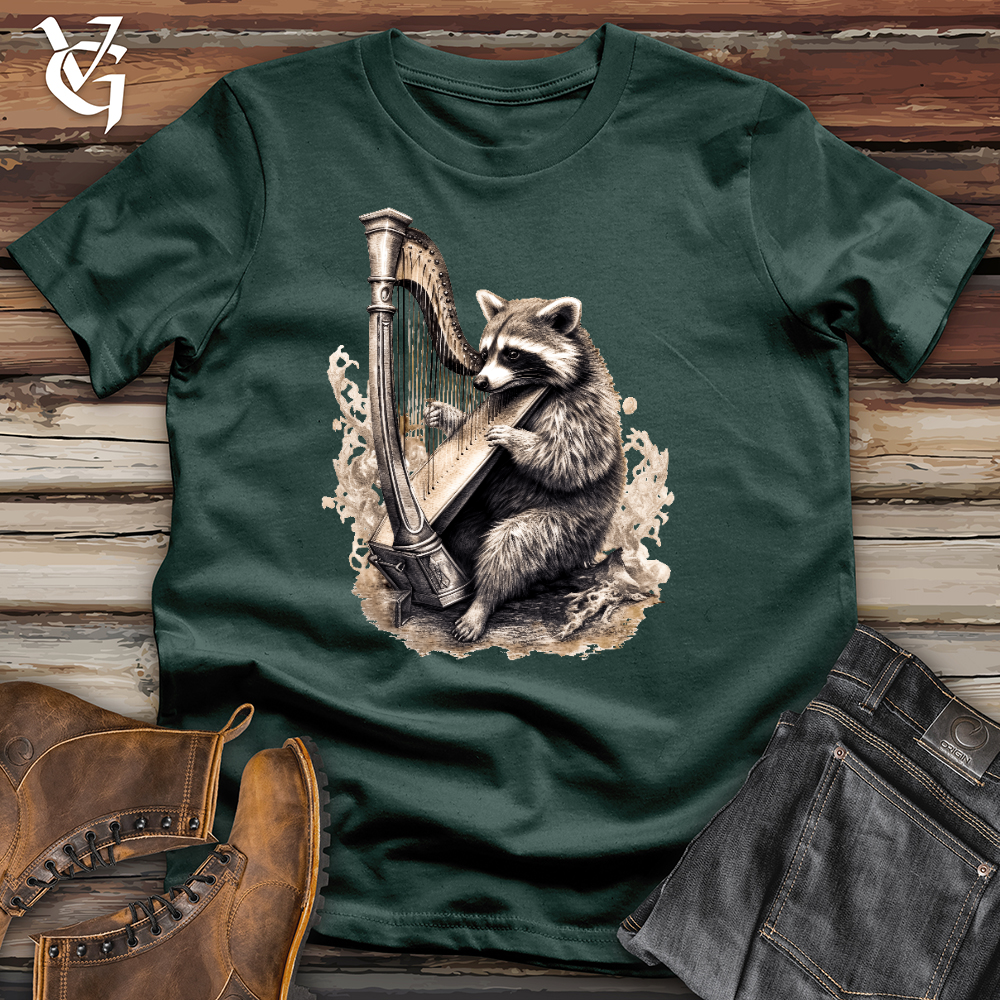 Viking Goods Raccoon Harp Player Cotton Tee Forest / L