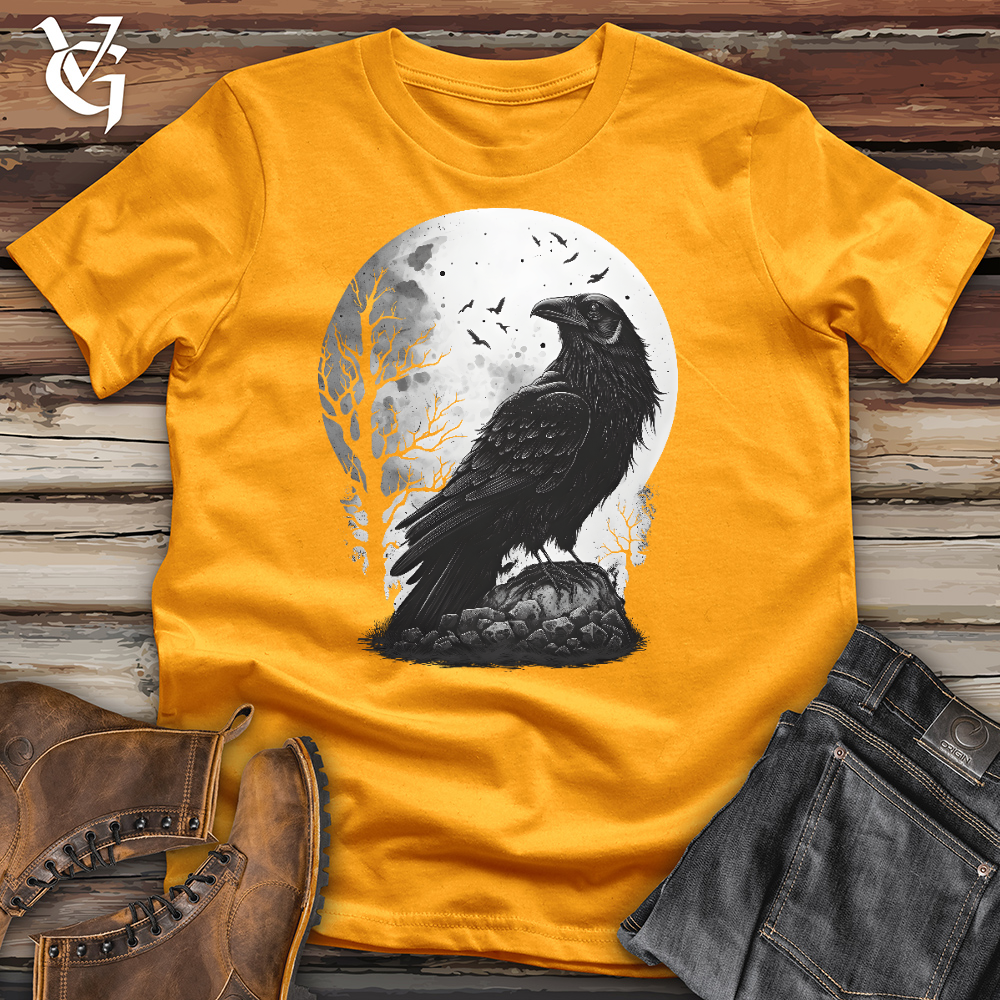 Viking Goods Midnight Raven Perch Cotton Tee Gold / L