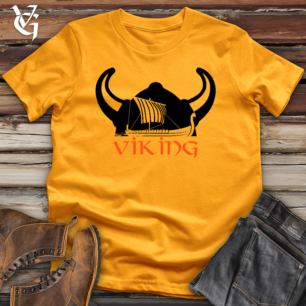 Viking Goods The Helmet & The Longboat Cotton Tee Gold / L
