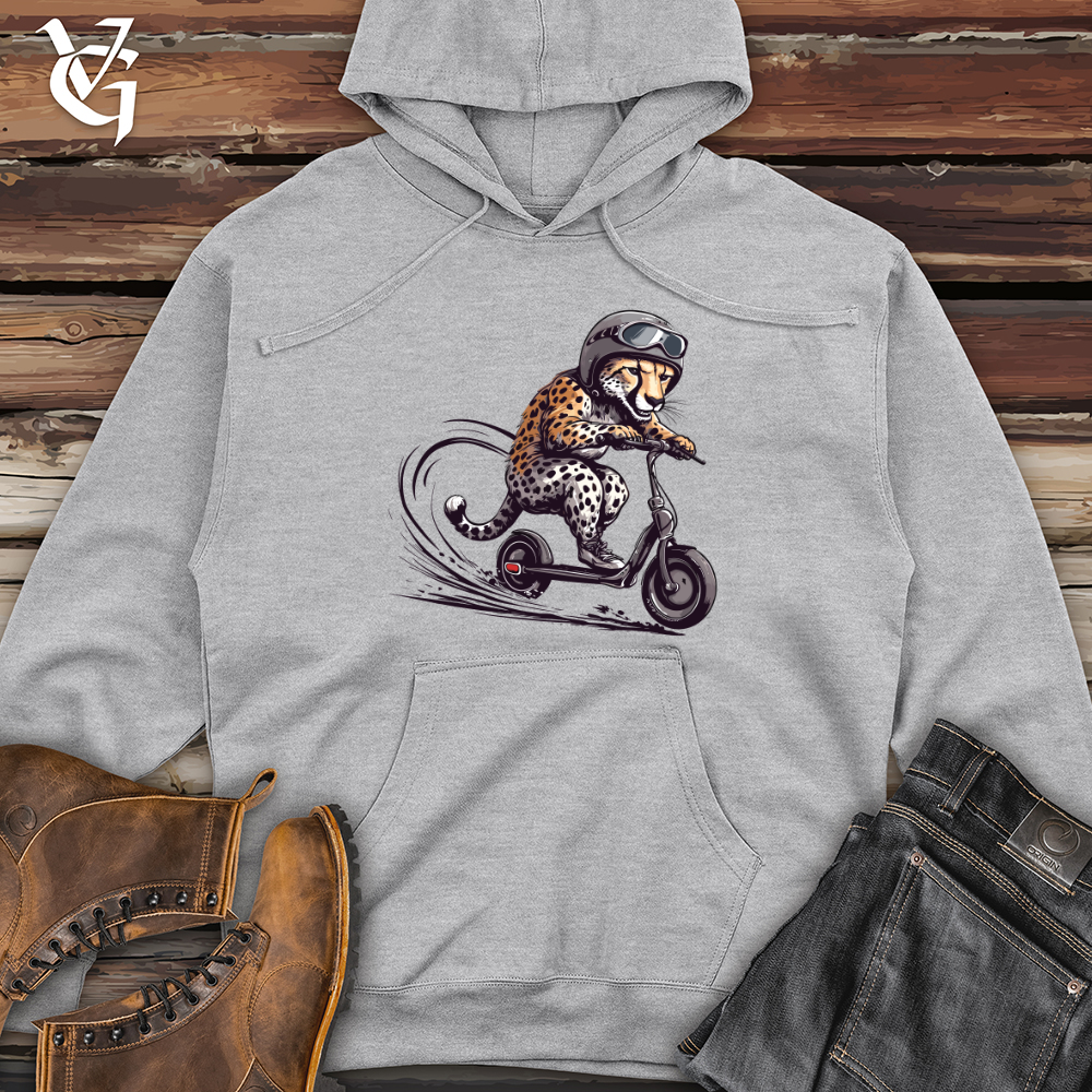 Viking Goods Cheetah Scooter Rush Midweight Hooded Sweatshirt Grey Heather / L
