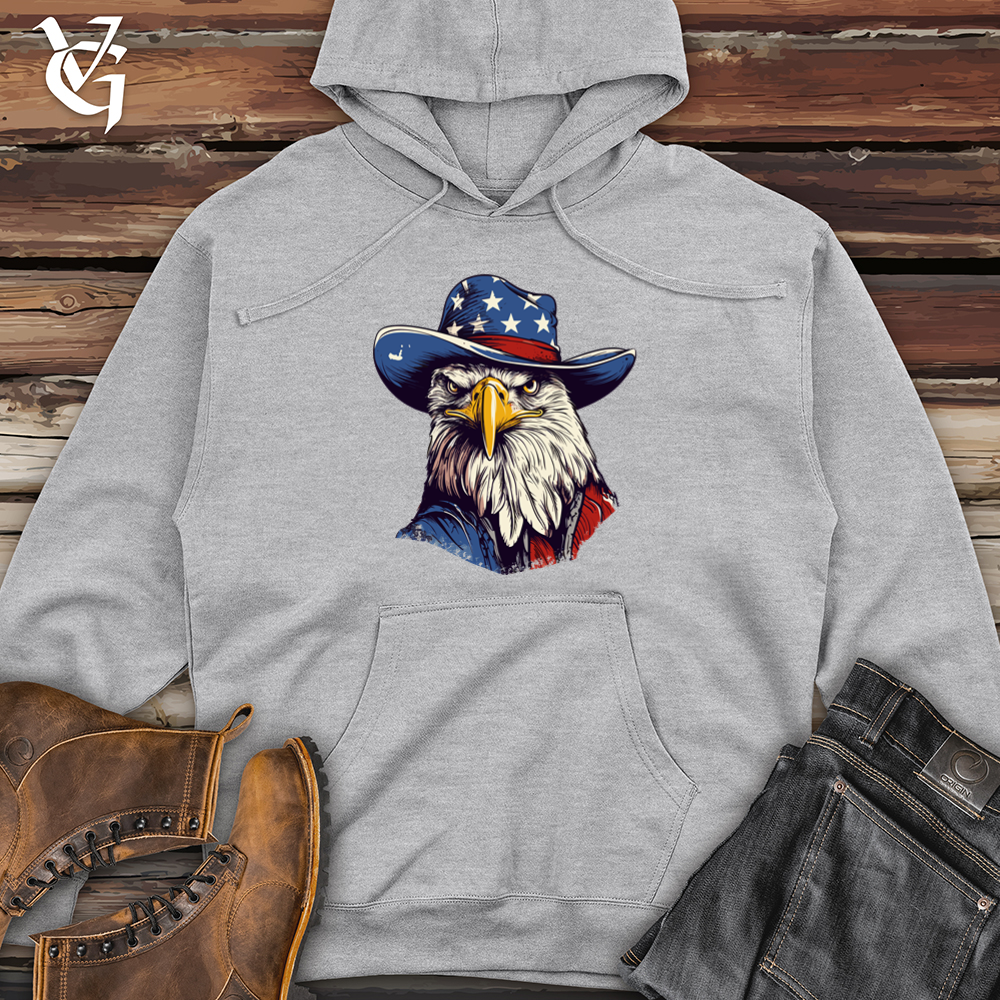 Viking Goods Eagle Skyline Rodeo Cowboy Cap Midweight Hooded Sweatshirt Grey Heather / L