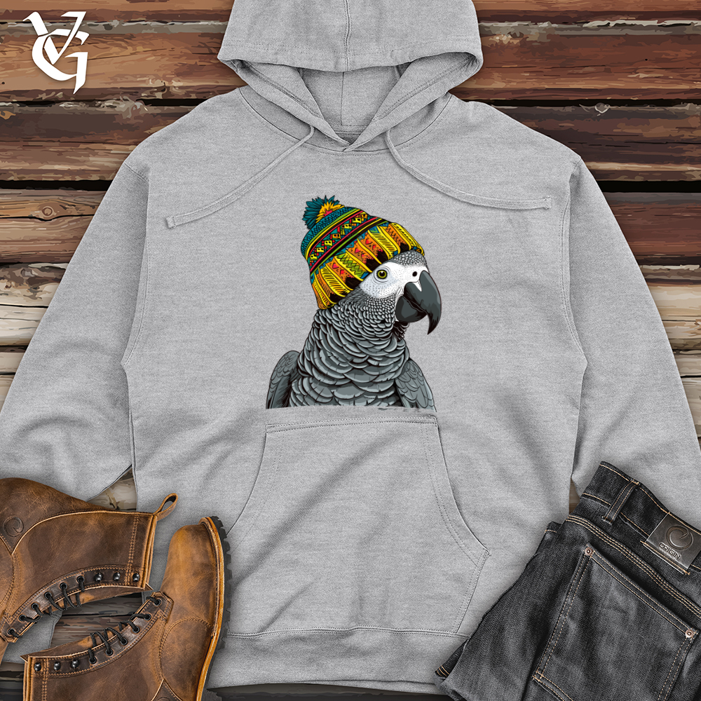 Viking Goods Parrot Beanie Look Midweight Hooded Sweatshirt Grey Heather / L