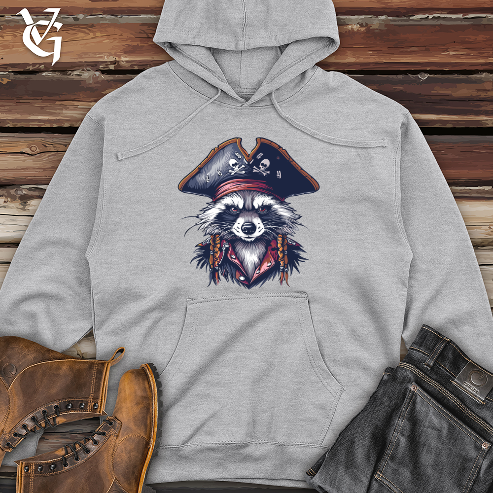 Viking Goods Raccoon Pirate Captain Midweight Hooded Sweatshirt Grey Heather / L