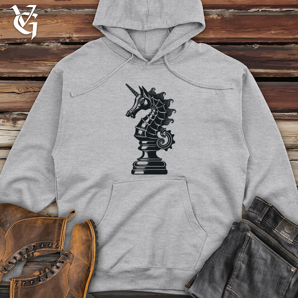 Viking Goods Unicorn Knight Checkmate Midweight Hooded Sweatshirt Grey Heather / L
