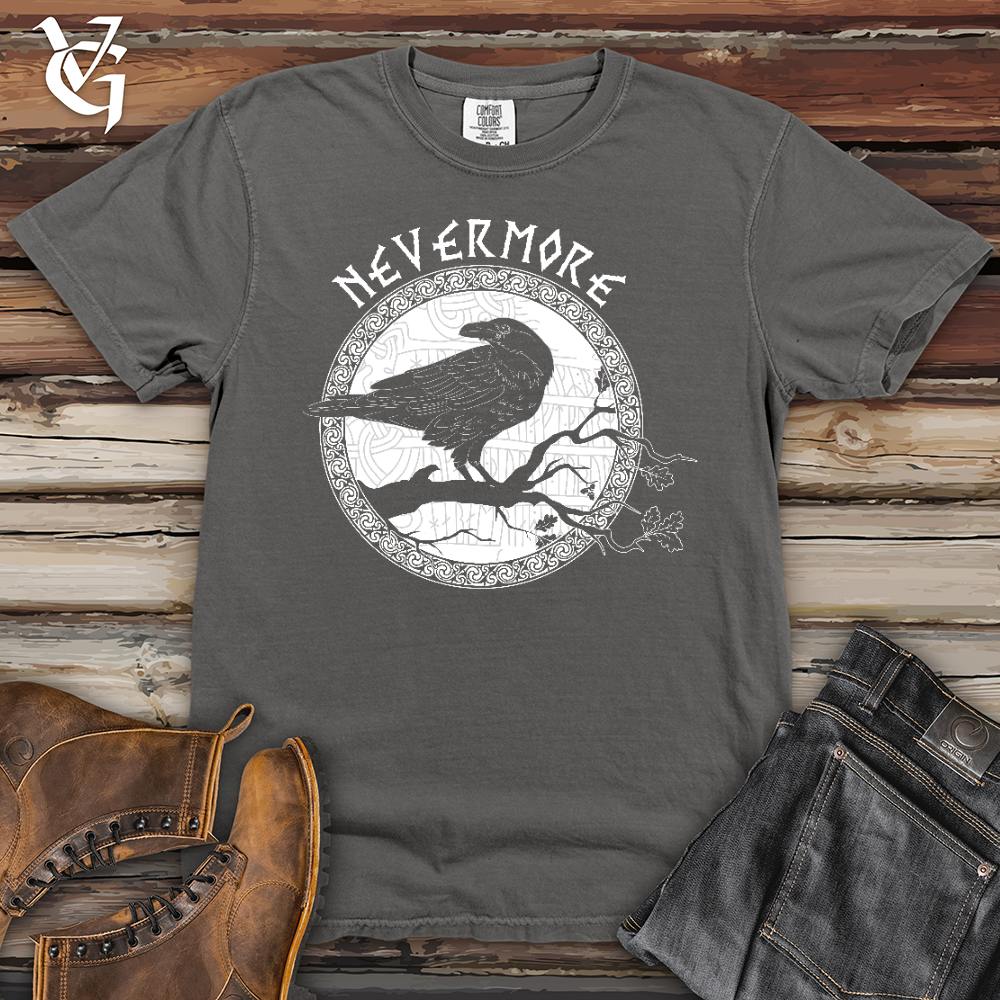 Viking Goods Nevermore White Winter Raven Heavy Cotton Comfort Colors Tee Grey / L