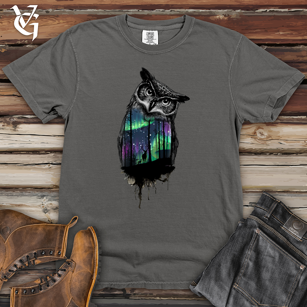 Viking Goods Northern Lights Owl Heavy Cotton Comfort Colors Tee Grey / L