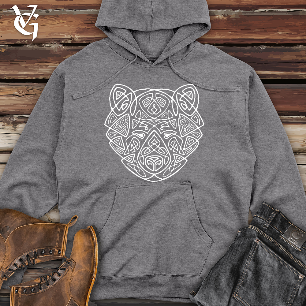 Viking Goods Bear Head Celtic Style Midweight Hooded Sweatshirt Gunmetal Heather / L