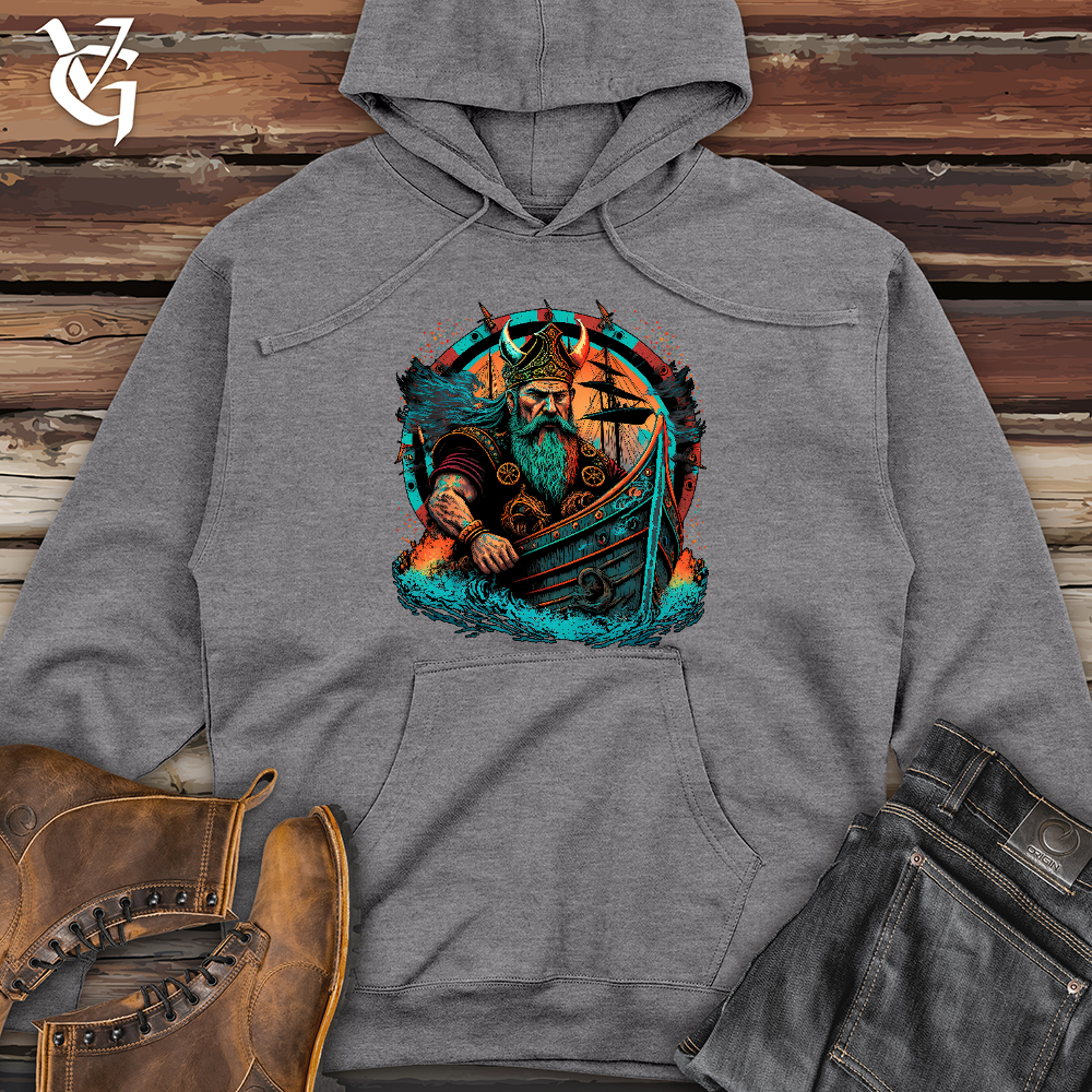 Viking Goods Viking Ship Midweight Hooded Sweatshirt Gunmetal Heather / L