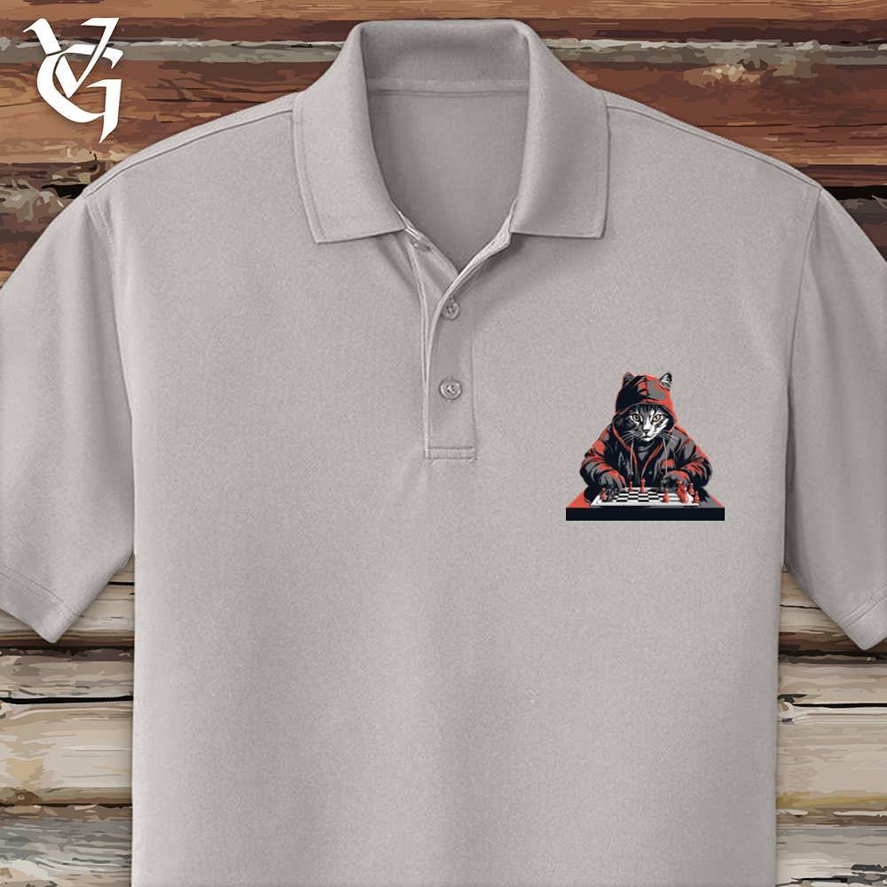 Viking Goods A Cat Playing Chess Polo Gusty Grey / L