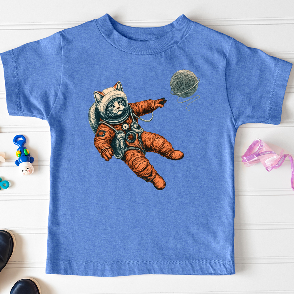 Viking Goods Astronaut Kitty Toddler Tee Heather Columbia Blue / 2T