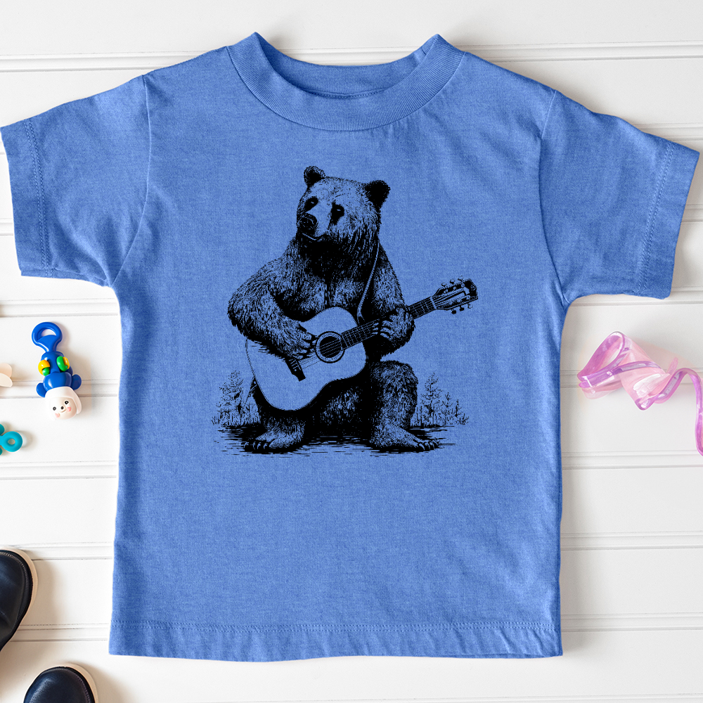 Viking Goods Bear Guitarist Toddler Tee Heather Columbia Blue / 2T