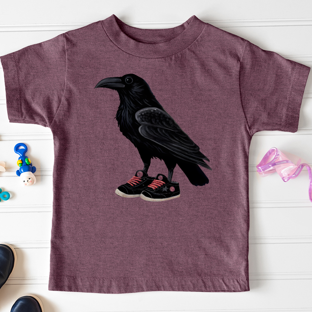 Viking Goods Raven Wearing Sneakers Toddler Tee Heather Maroon / 2T