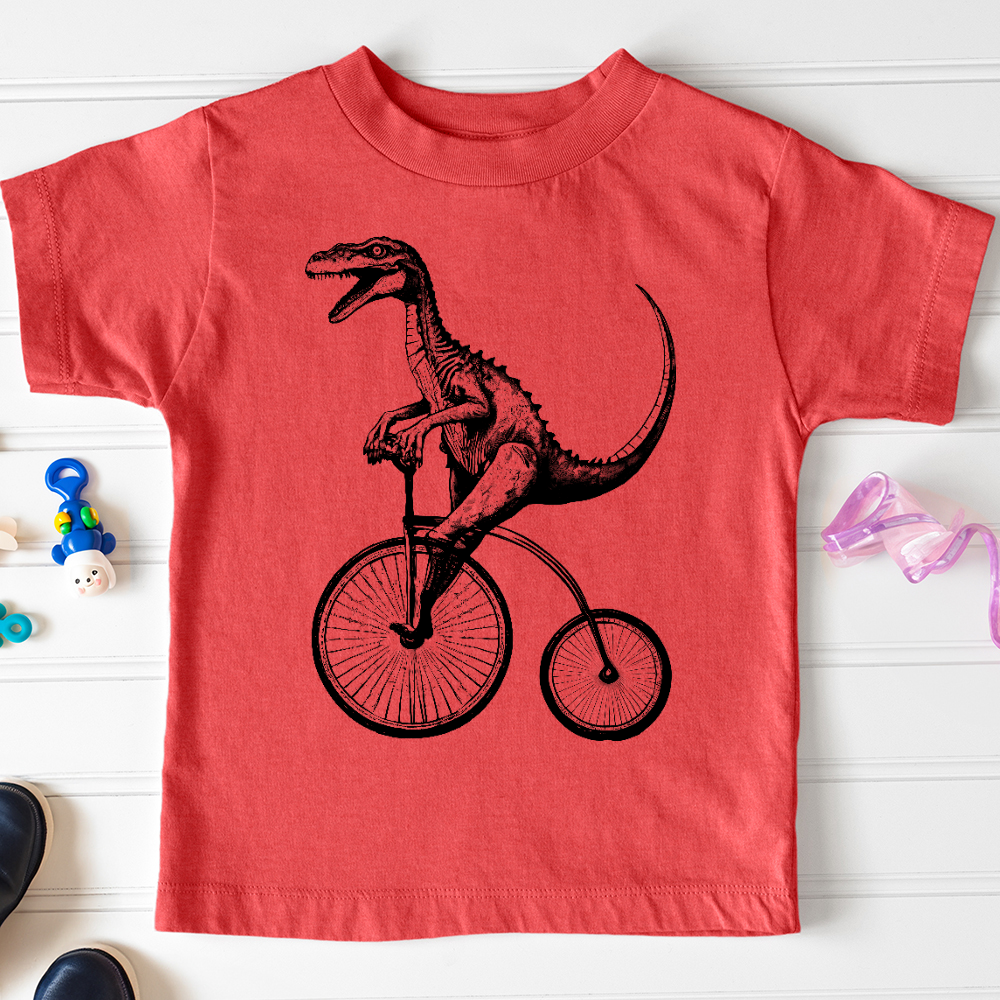 Viking Goods Dinosaur Cyclist Toddler Tee Heather Red / 2T