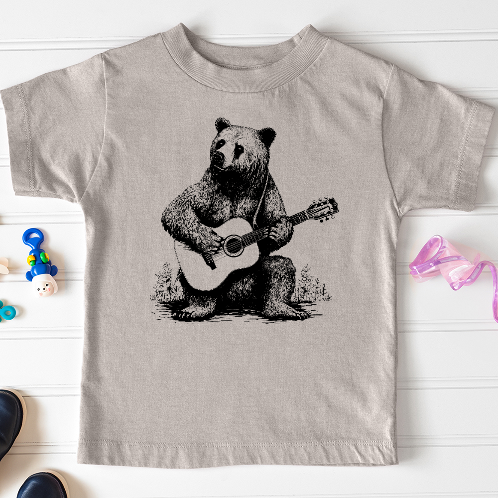 Viking Goods Bear Guitarist Toddler Tee Heather Stone / 2T