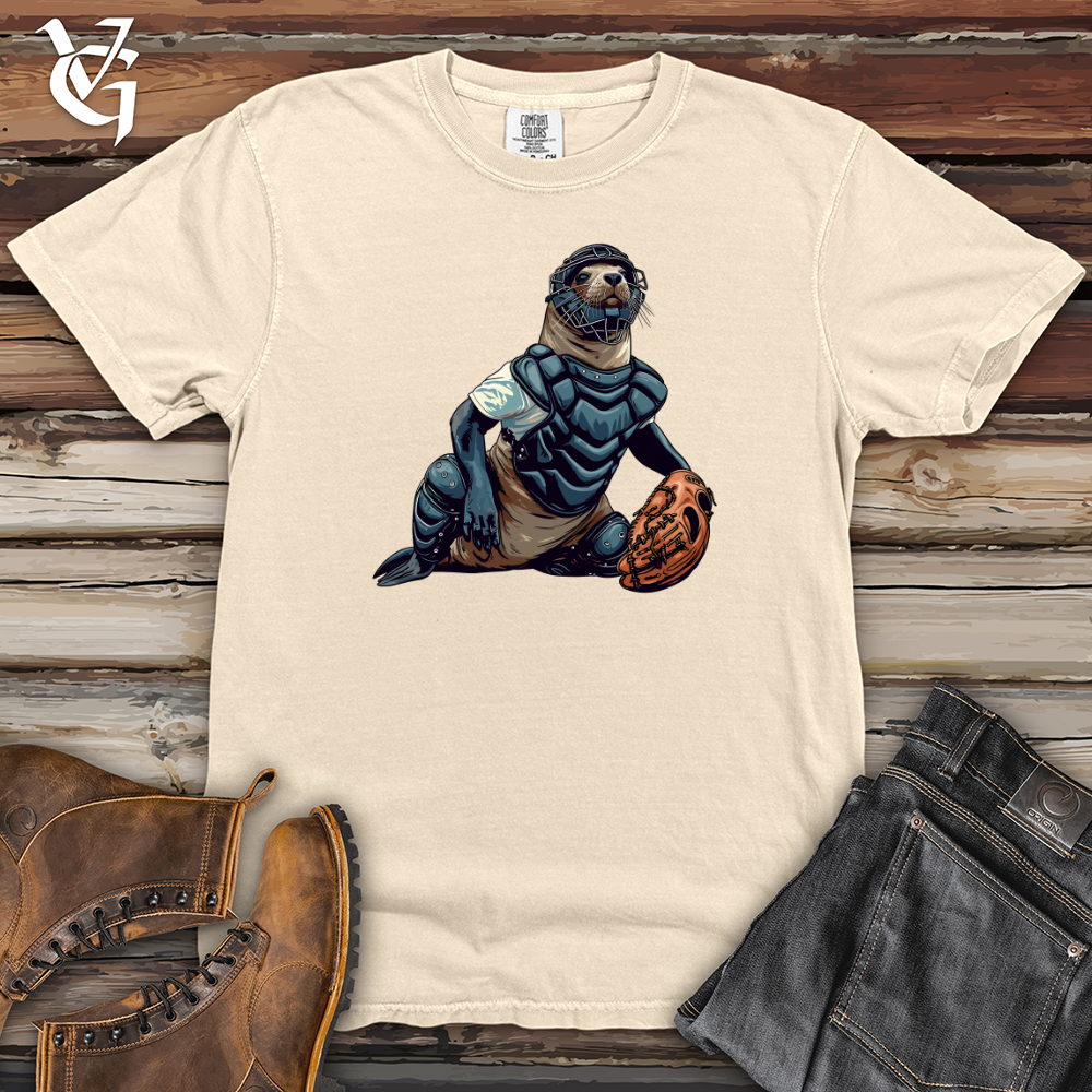 Viking Goods Seal Baseball Catcher Heavy Cotton Comfort Colors Tee Ivory / L