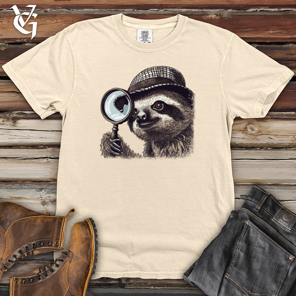 Viking Goods Sleuthful Sloth Detective Heavy Cotton Comfort Colors Tee Ivory / L