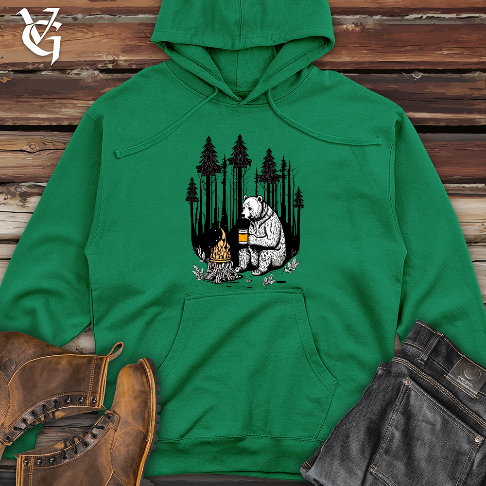 Viking Goods Bear Happy Hour Midweight Hooded Sweatshirt Kelly Green / L