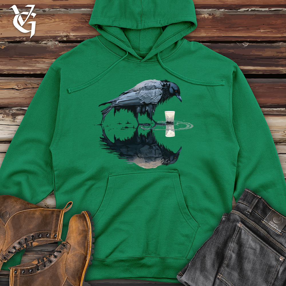Viking Goods Raven Reflection Midweight Hooded Sweatshirt Kelly Green / L