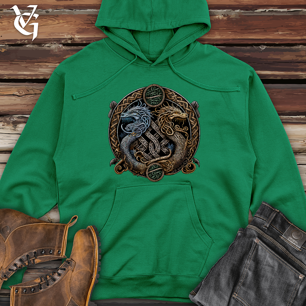 Viking Goods Two Dragons Midweight Hooded Sweatshirt Kelly Green / L