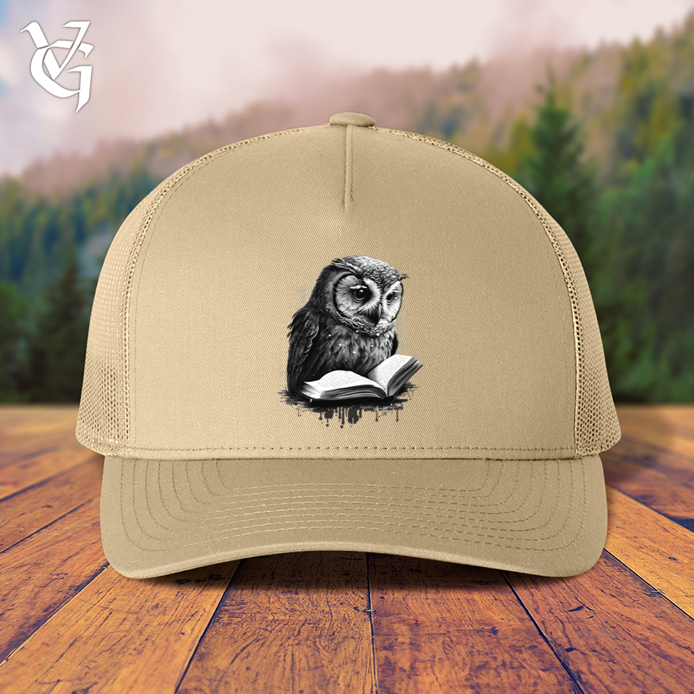 Viking Goods Owl Reading Book Trucker Cap Khaki