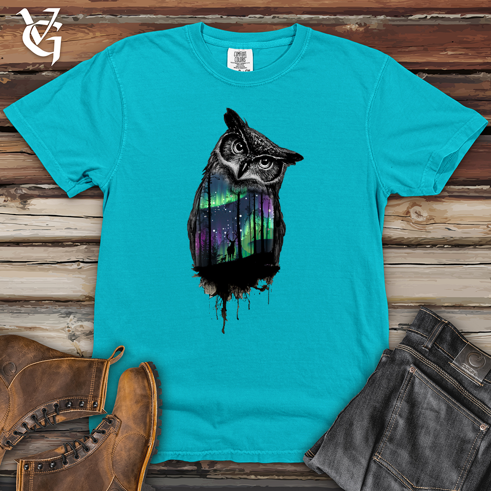 Viking Goods Northern Lights Owl Heavy Cotton Comfort Colors Tee Lagoon / L