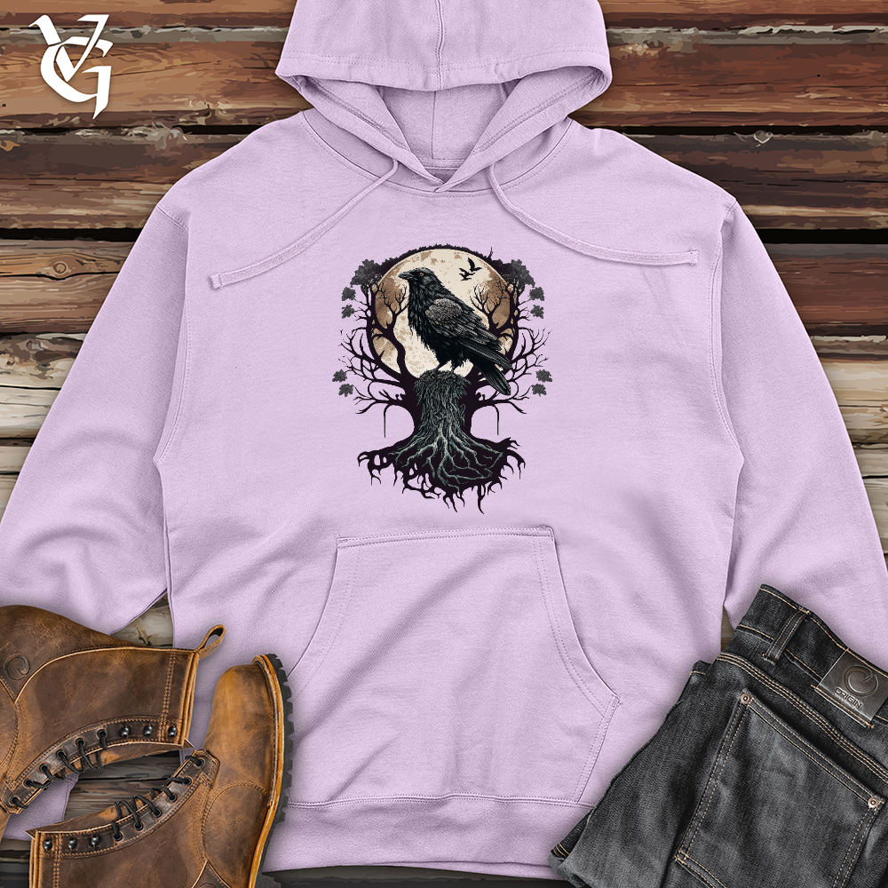 Viking Goods Full Moon Raven Midweight Hooded Sweatshirt Lavender / L