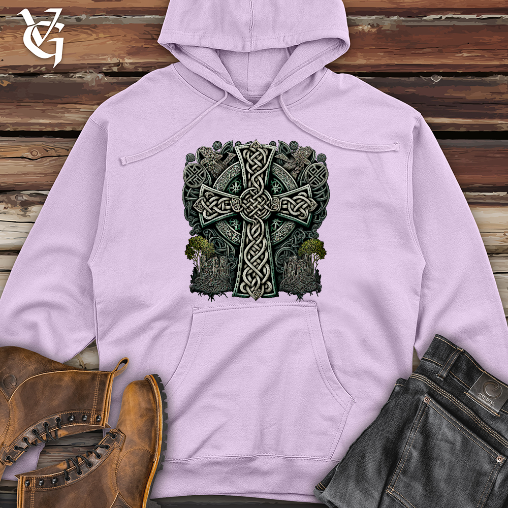 Viking Goods Metallic Celtic Crosses Midweight Hooded Sweatshirt Lavender / L