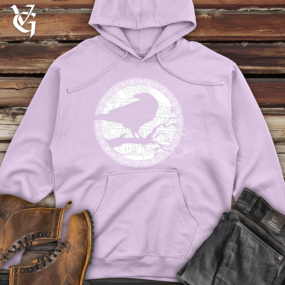 Viking Goods White Winter Raven Midweight Hooded Sweatshirt Lavender / L