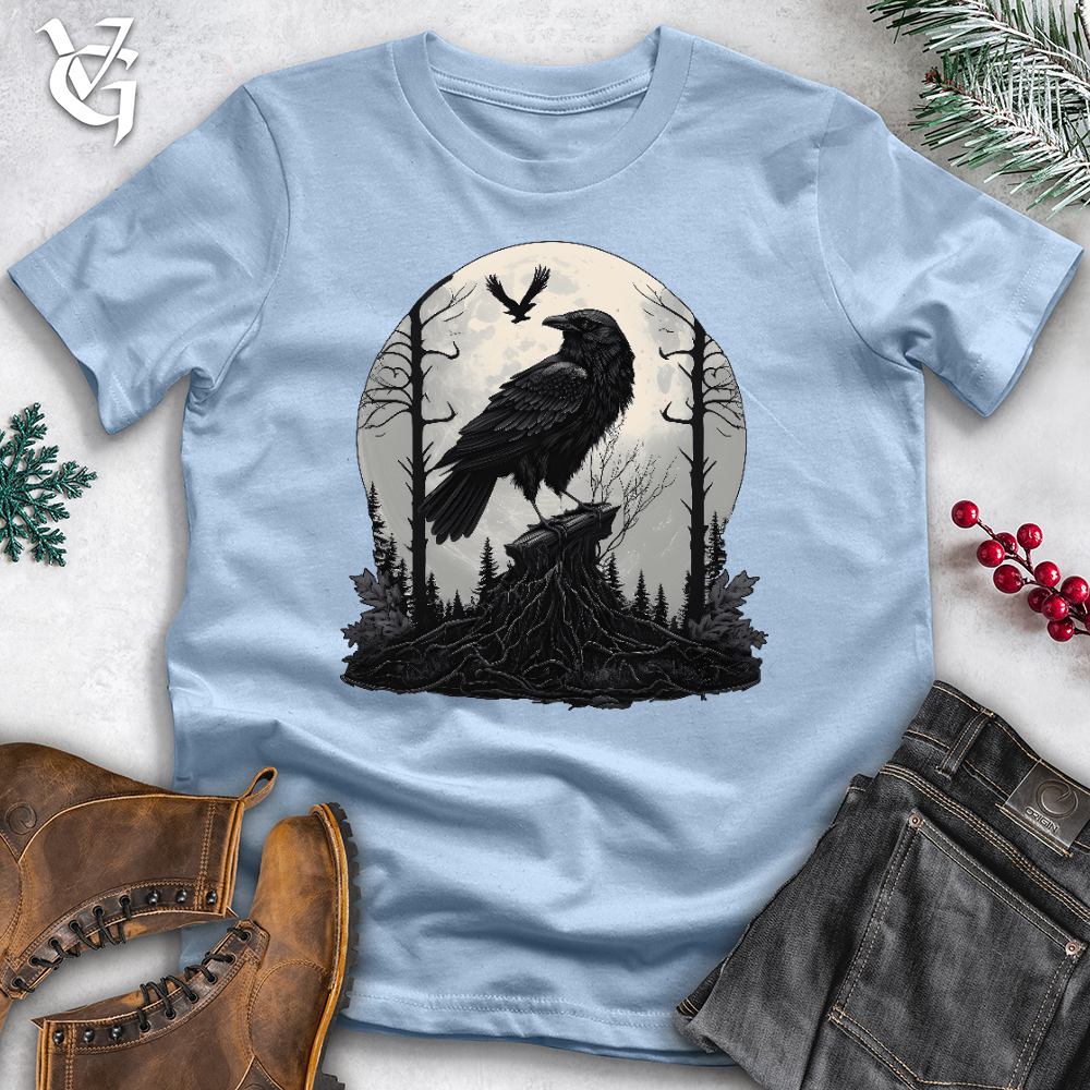 Viking Goods Raven Forest Moon Cotton Tee Light Blue / L