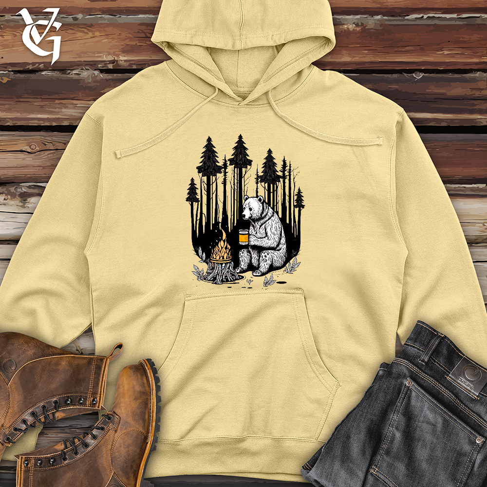 Viking Goods Bear Happy Hour Midweight Hooded Sweatshirt Light Yellow / L