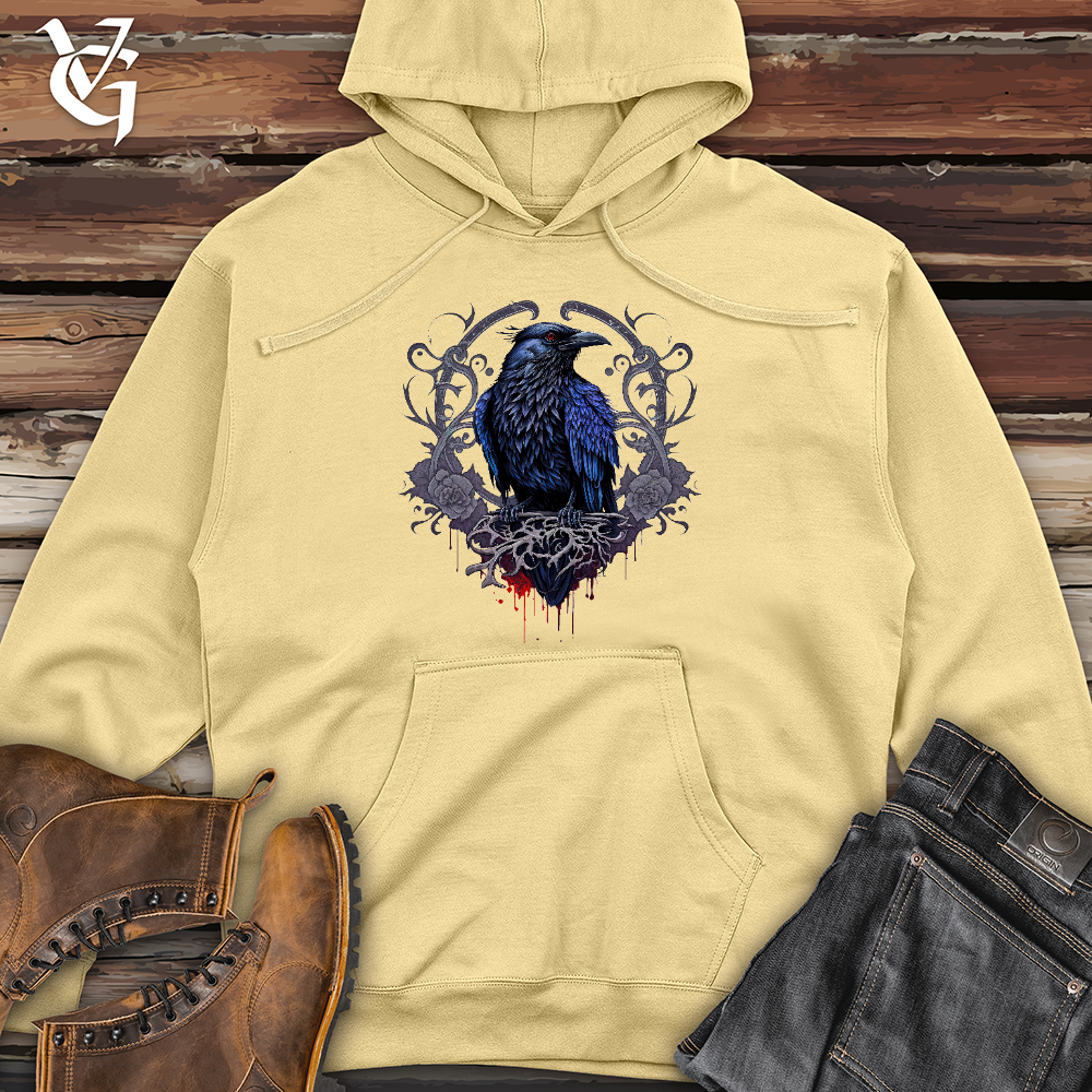 Viking Goods Odins Raven Midweight Hooded Sweatshirt Light Yellow / L