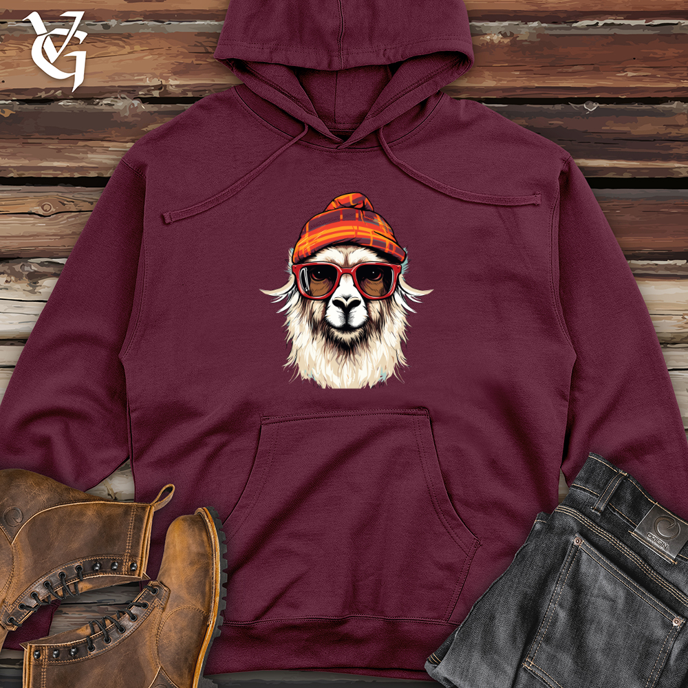 Viking Goods Beanie Llama Chic Midweight Hooded Sweatshirt Maroon / L