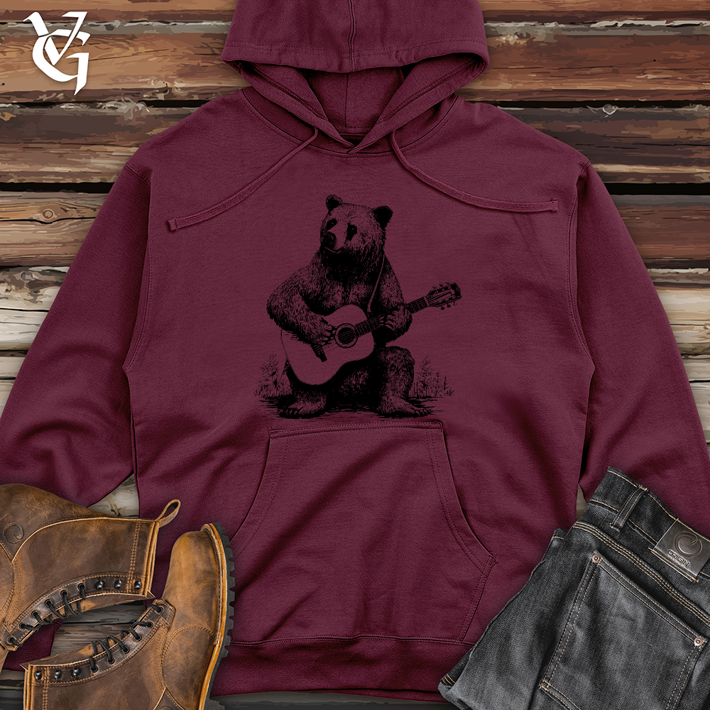 Viking Goods Bear Guitarist Midweight Hooded Sweatshirt Maroon / L