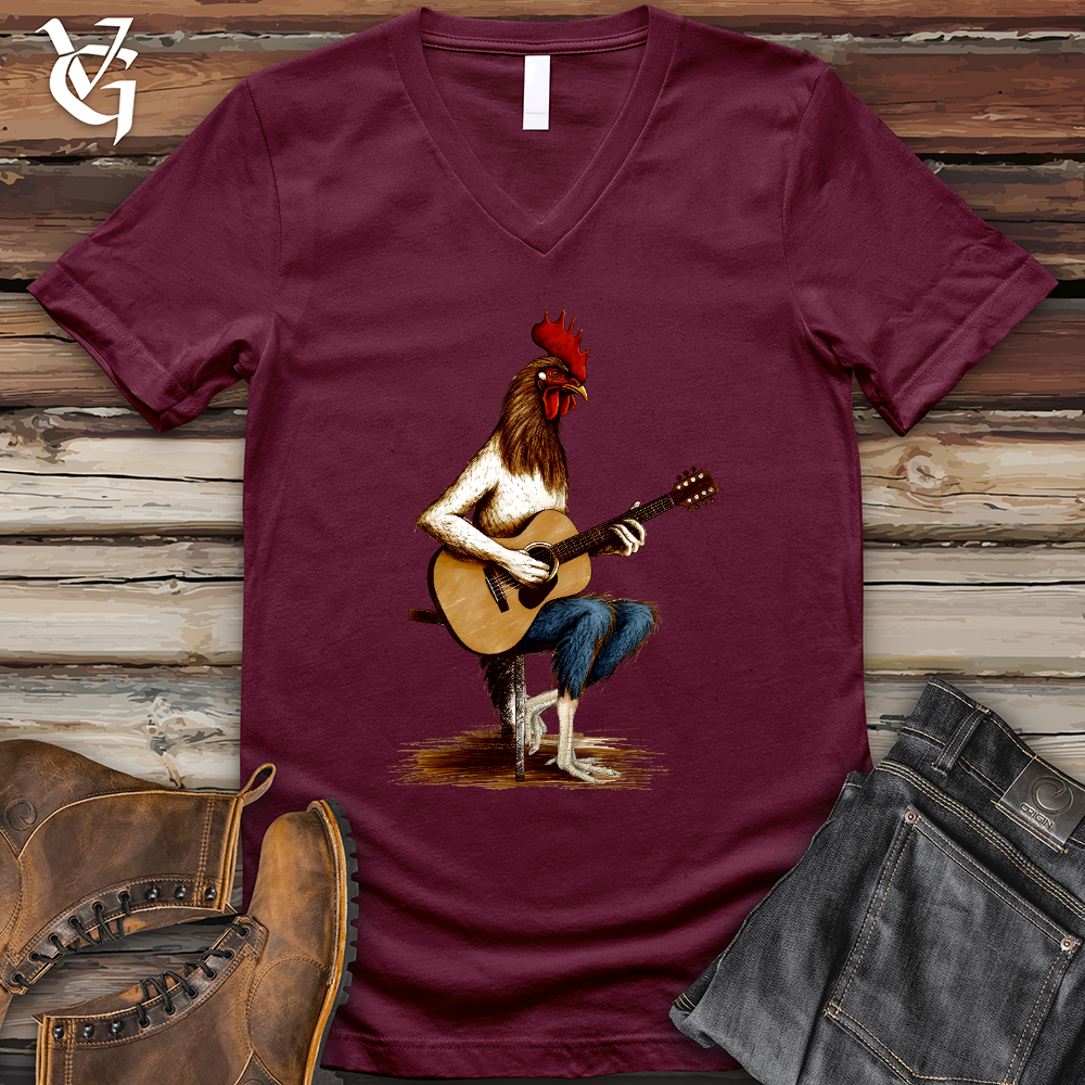 Viking Goods Chicken Guitarist V-Neck Tee Maroon / L