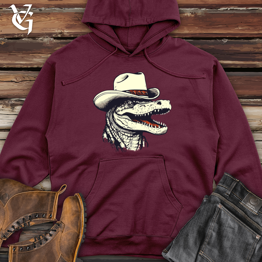 Viking Goods Crocodile Marshland Cowboy Swagger Midweight Hooded Sweatshirt Maroon / L