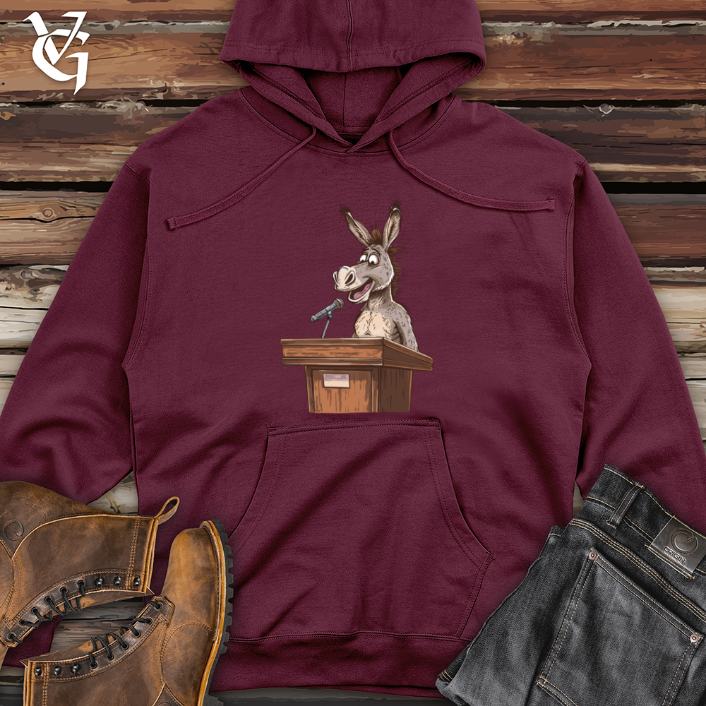 Viking Goods Donkey Podium Speech Midweight Hooded Sweatshirt Maroon / L
