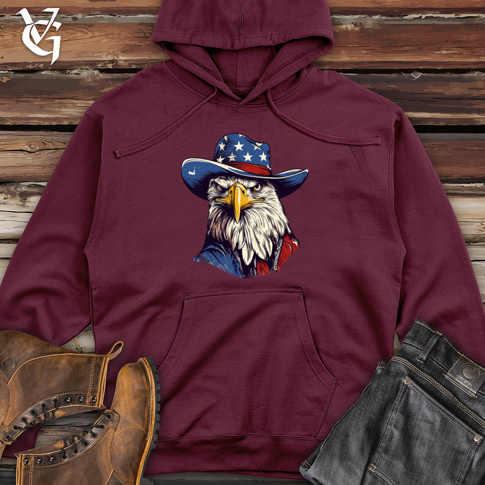Viking Goods Eagle Skyline Rodeo Cowboy Cap Midweight Hooded Sweatshirt Maroon / L