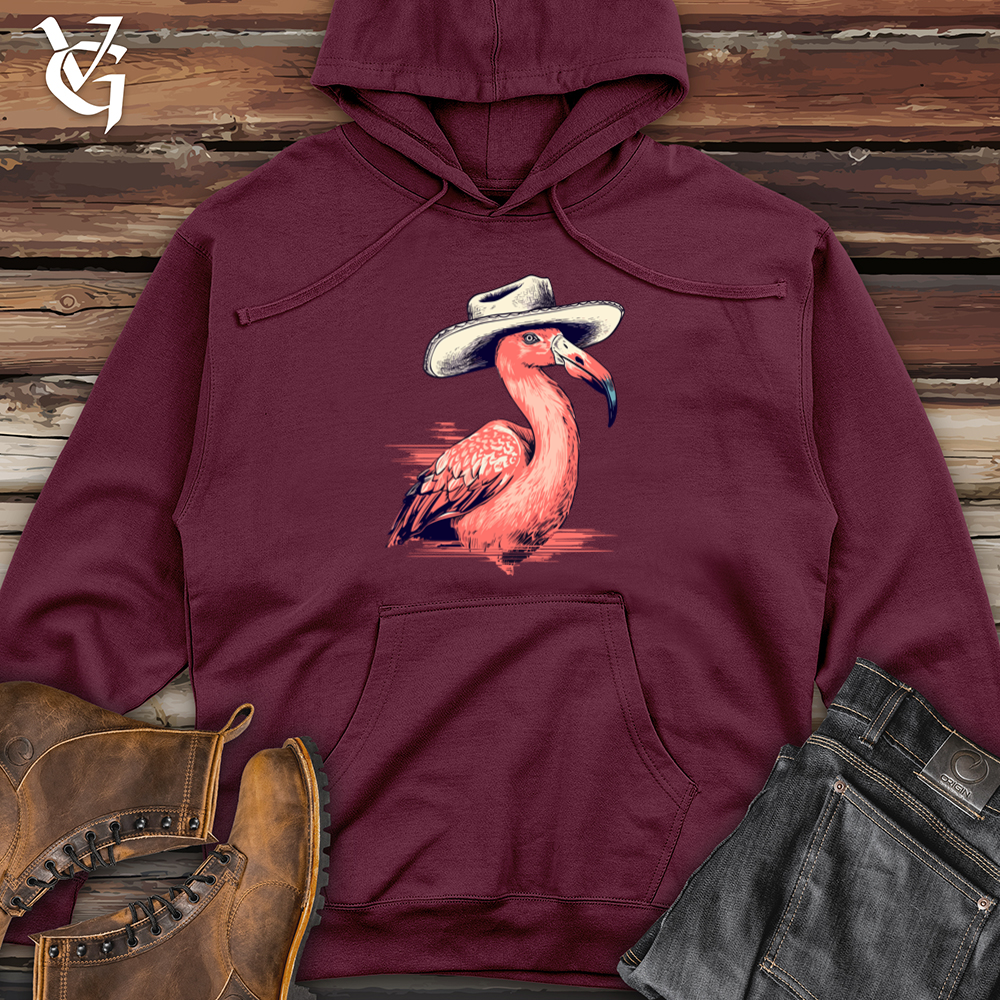 Viking Goods Flamingo Tropical Trek Cowboy Cap Midweight Hooded Sweatshirt Maroon / L