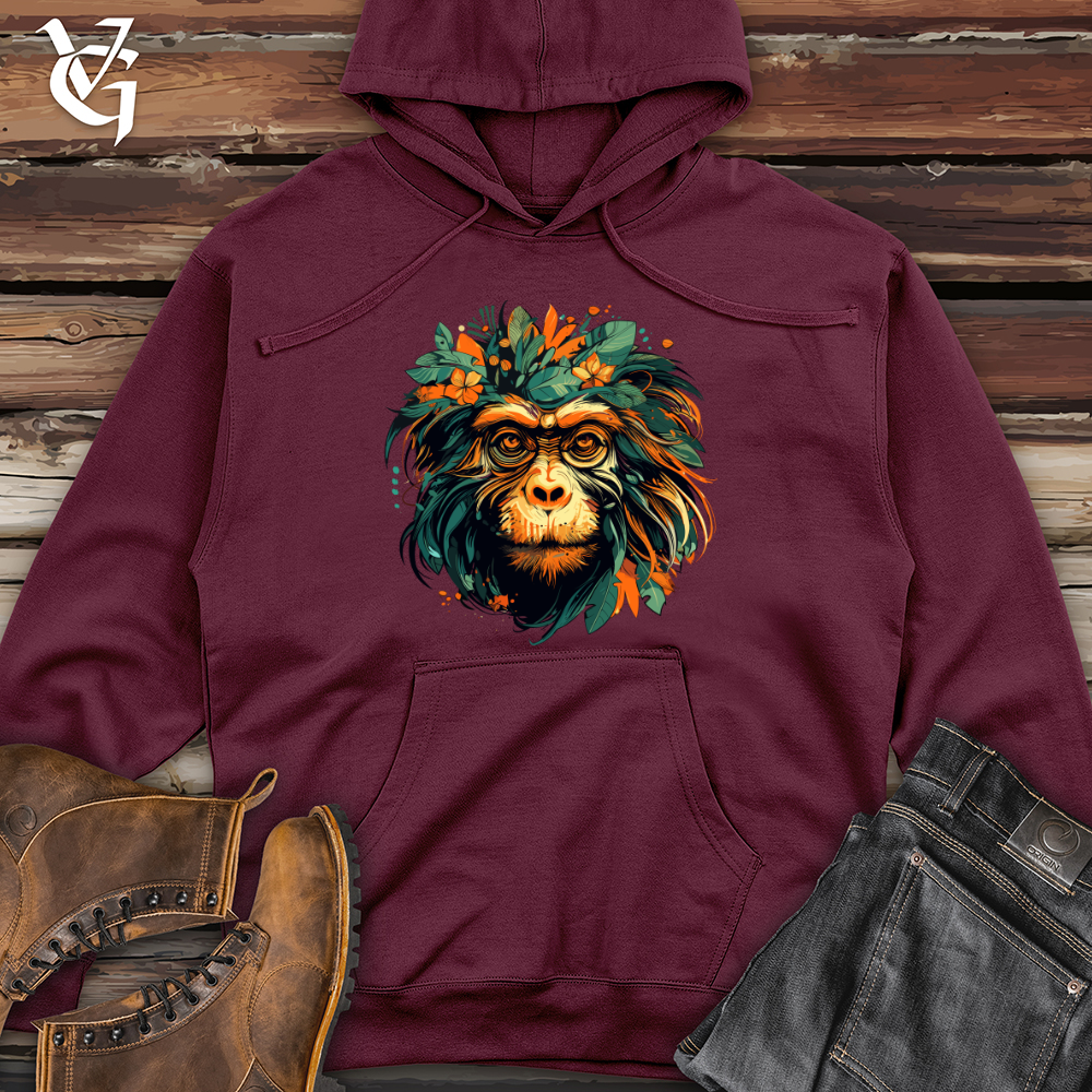 Viking Goods Floral Monkey Essence Midweight Hooded Sweatshirt Maroon / L
